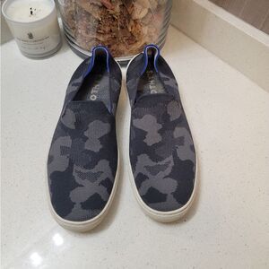 Rothy's Women's Slip-On Flats in Black and Gray Camo